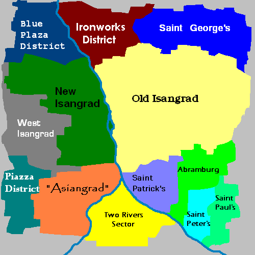 Isangrad's 13 Districts